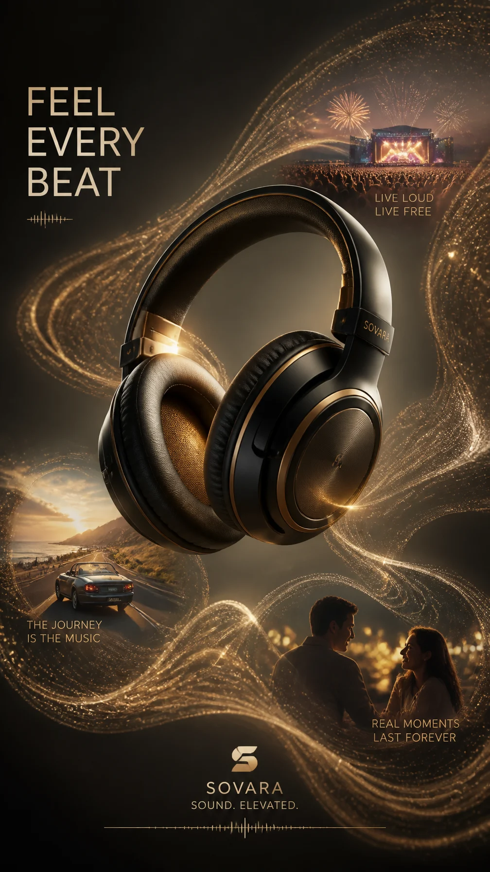 Premium Audio Headphones Ad Poster