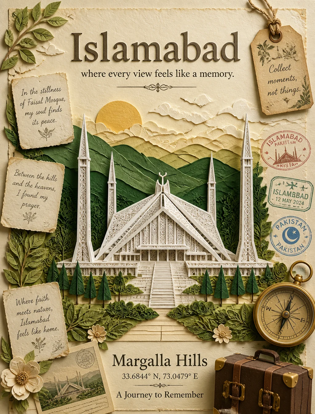 Islamabad Paper Quilling Travel Poster