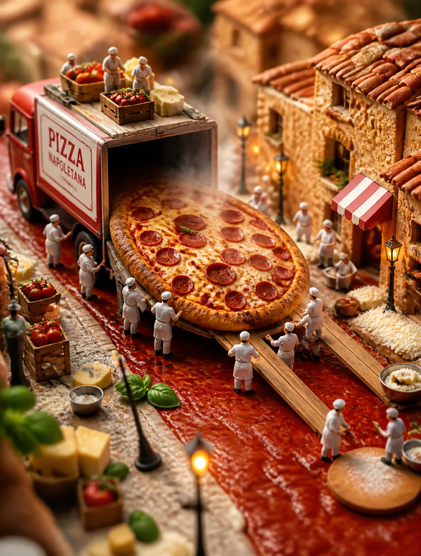 Tiny Pizza Village Diorama