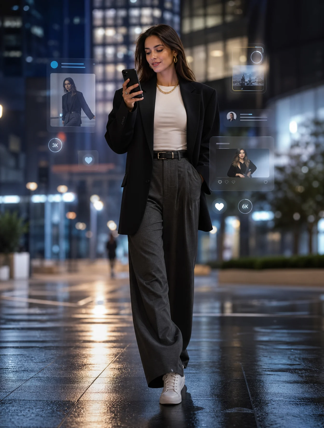 Futuristic City Fashion Night Portrait