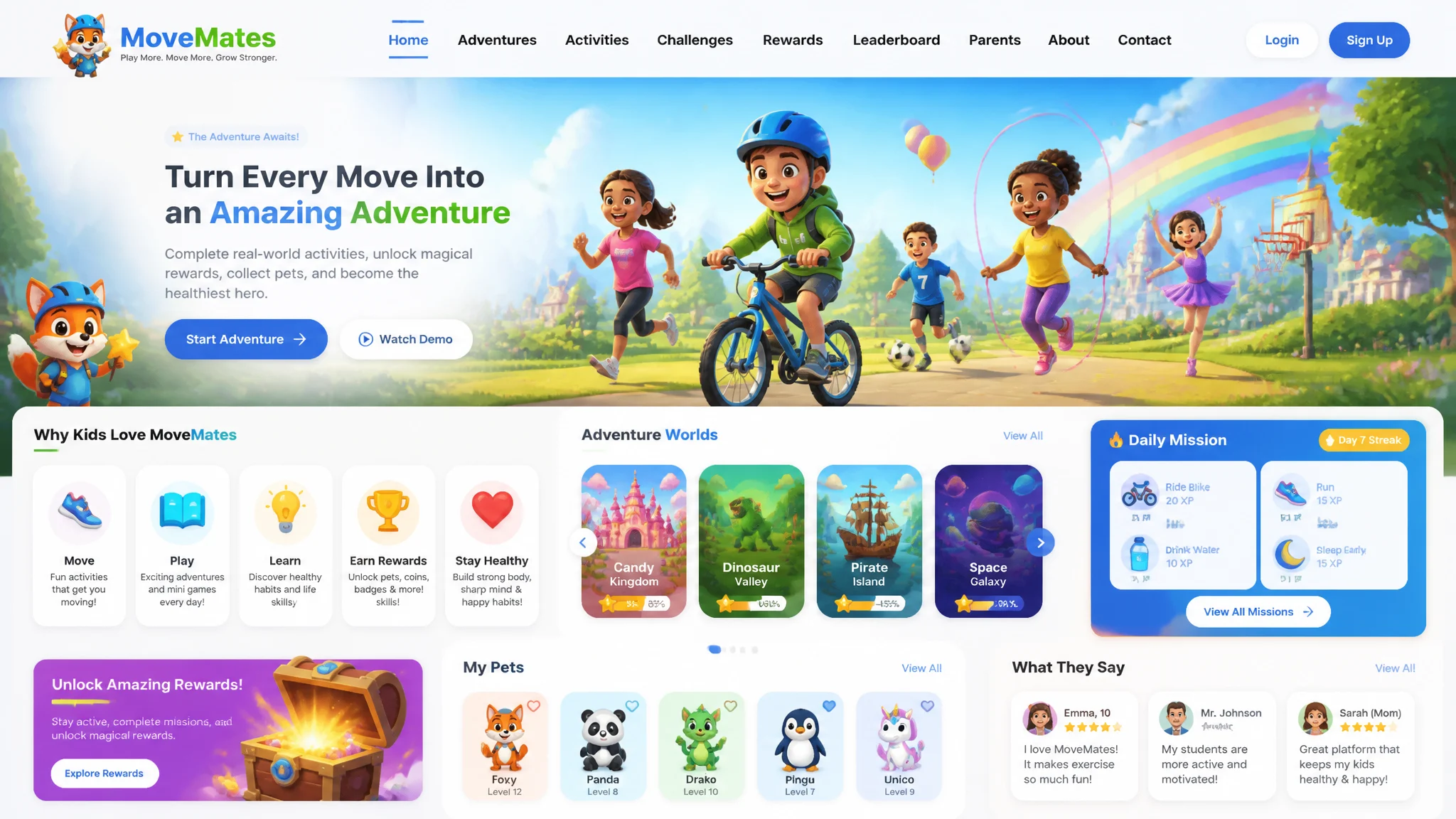 Gamified Kids Fitness Platform Design