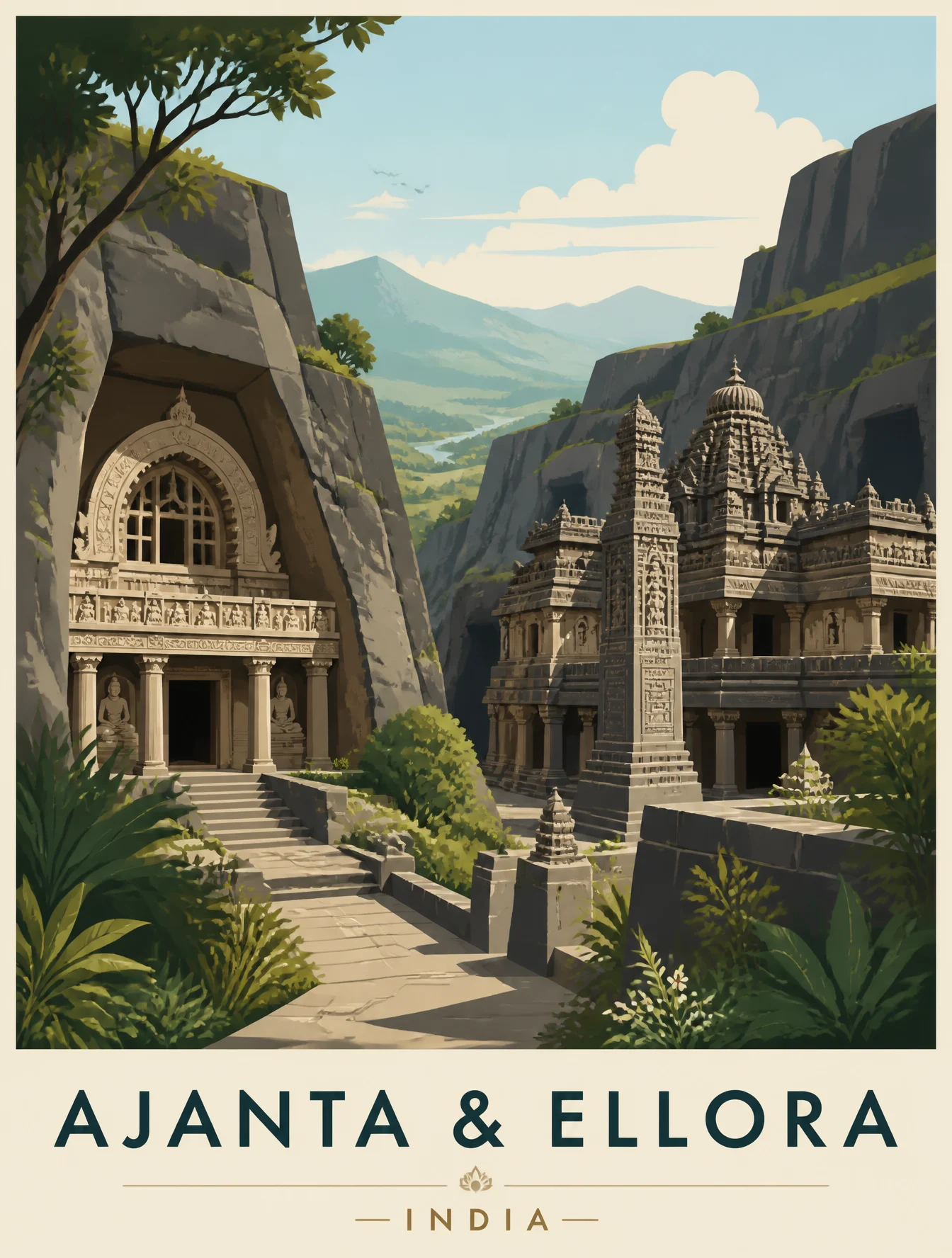 Ajanta Ellora Travel Poster