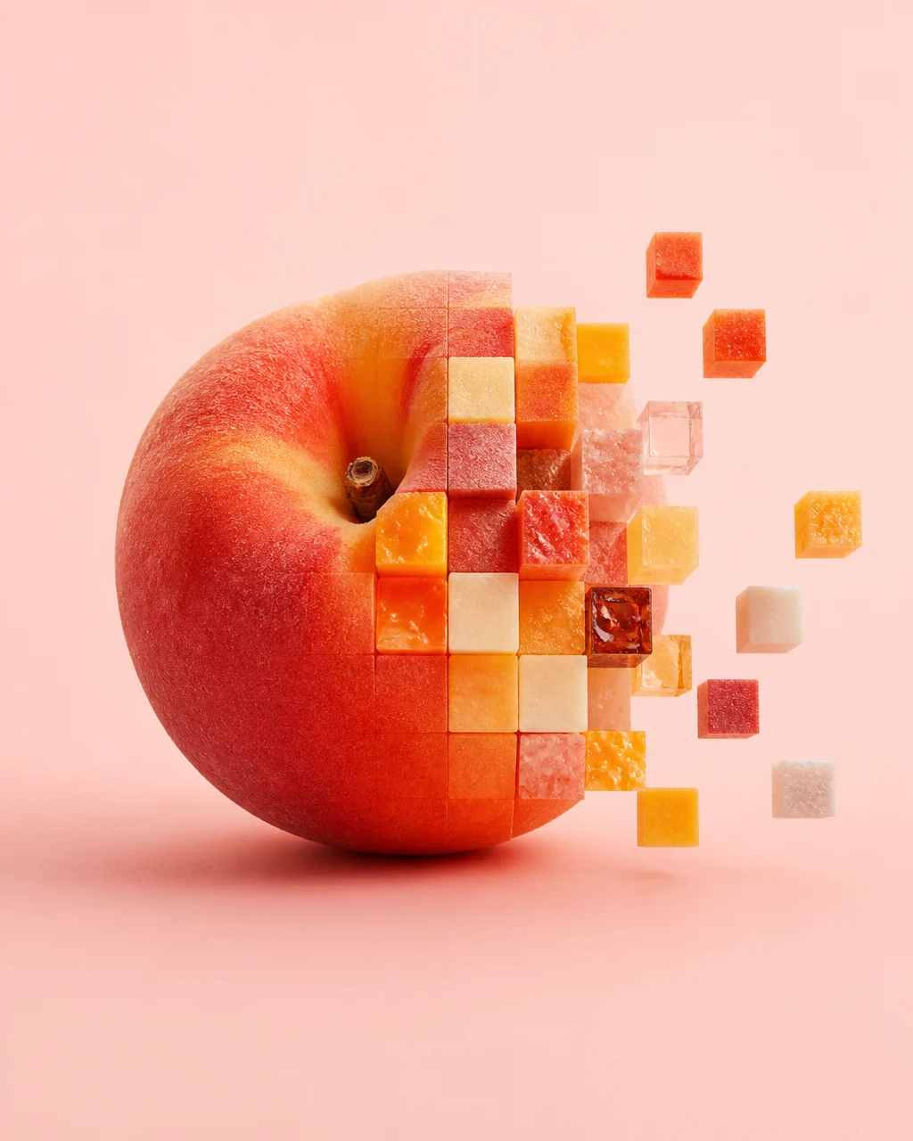 Pixelated Peach Orange Deconstruction