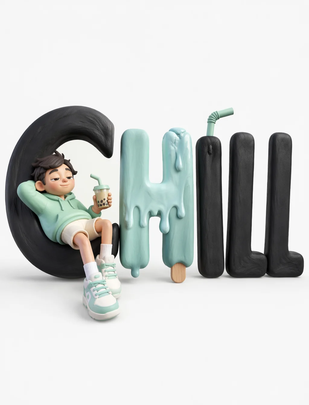 Chill Clay Character Lounging