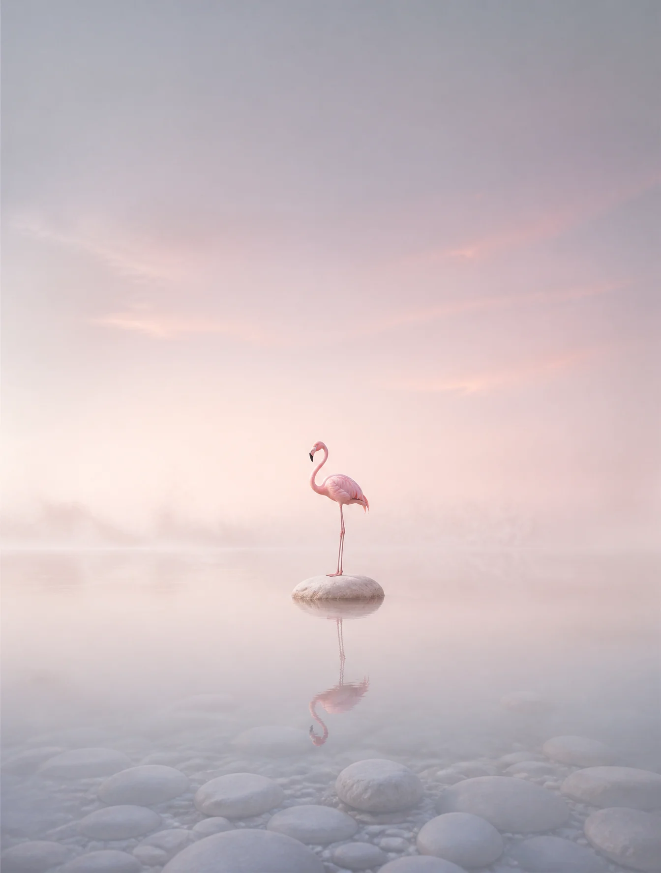 Solitary Flamingo at Dawn