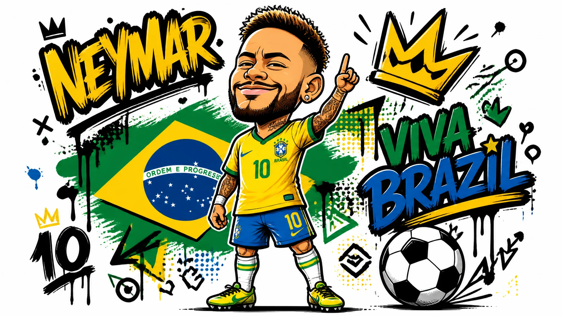 Neymar Chibi Graffiti Pop Art