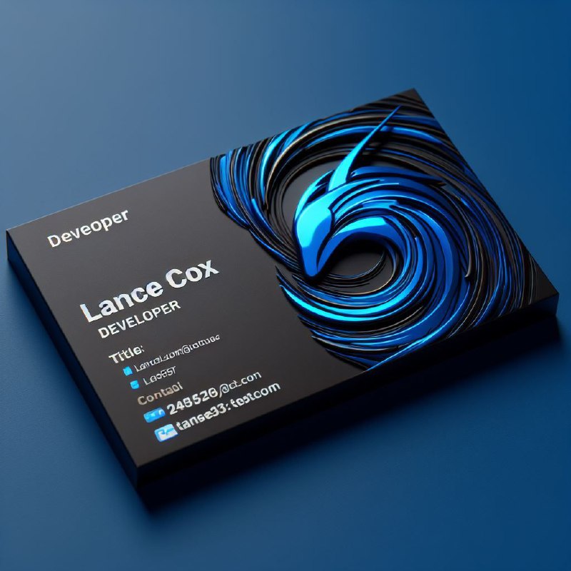 3D Business Card Render in Blue Black and Gold
