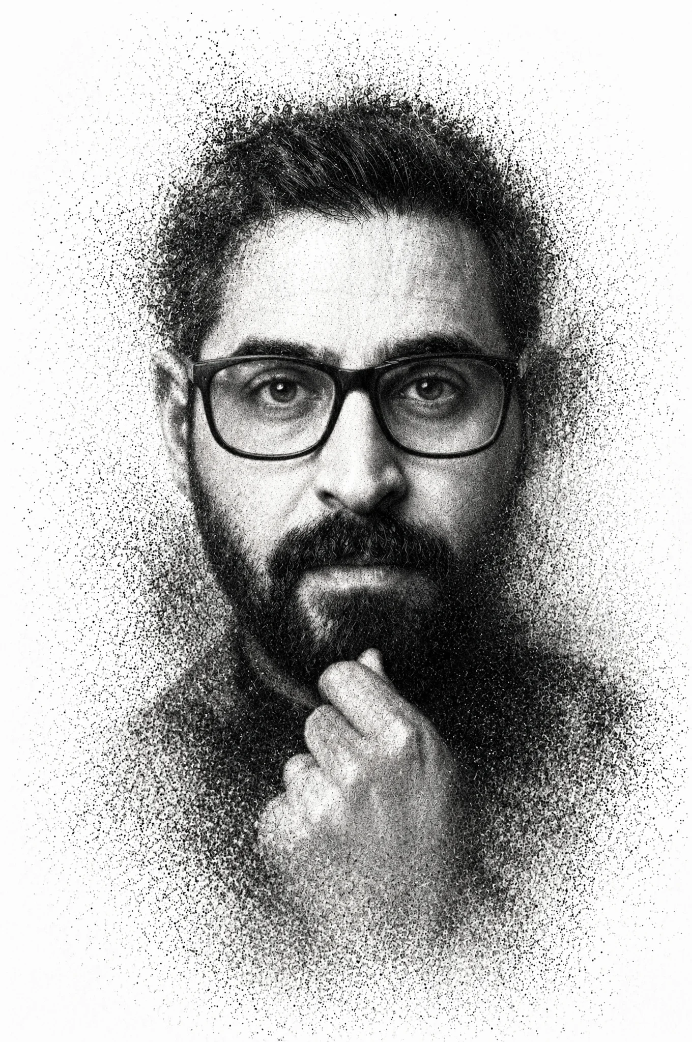 Stipple Portrait Dissolving Into Dust