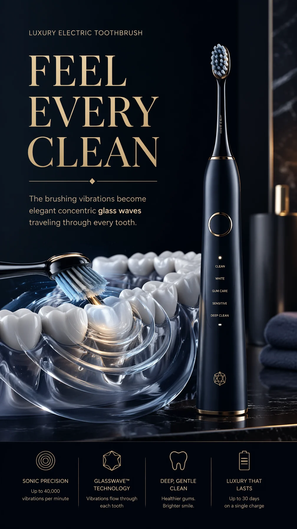 Luxury Toothbrush Glass Wave Effect