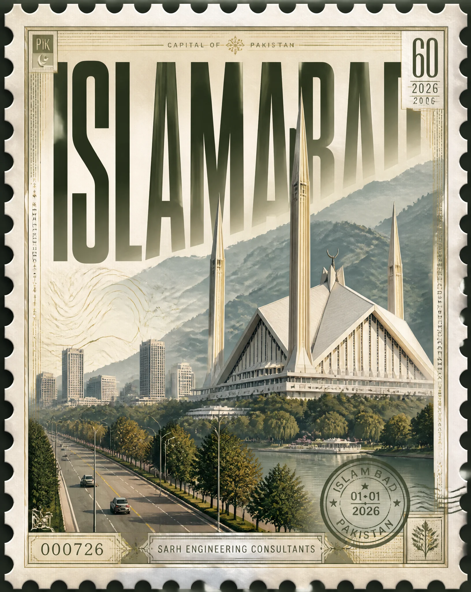 Premium Islamabad Collectible Stamp Poster