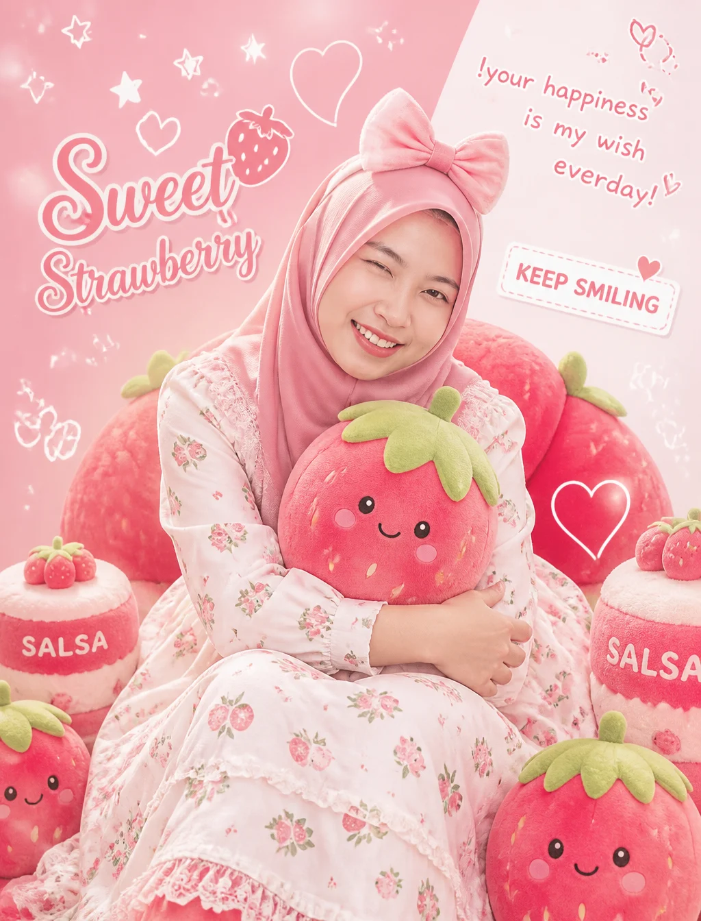 Sweet Strawberry Kawaii Poster Portrait