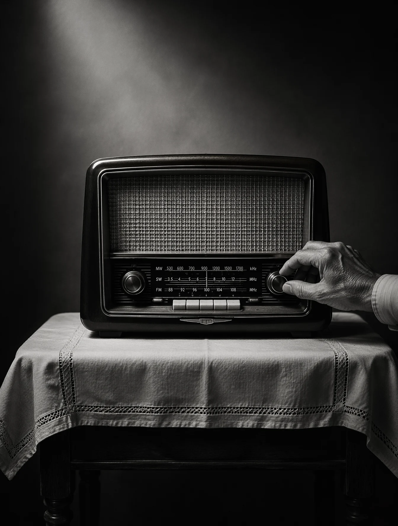Vintage Radio Noir Poster