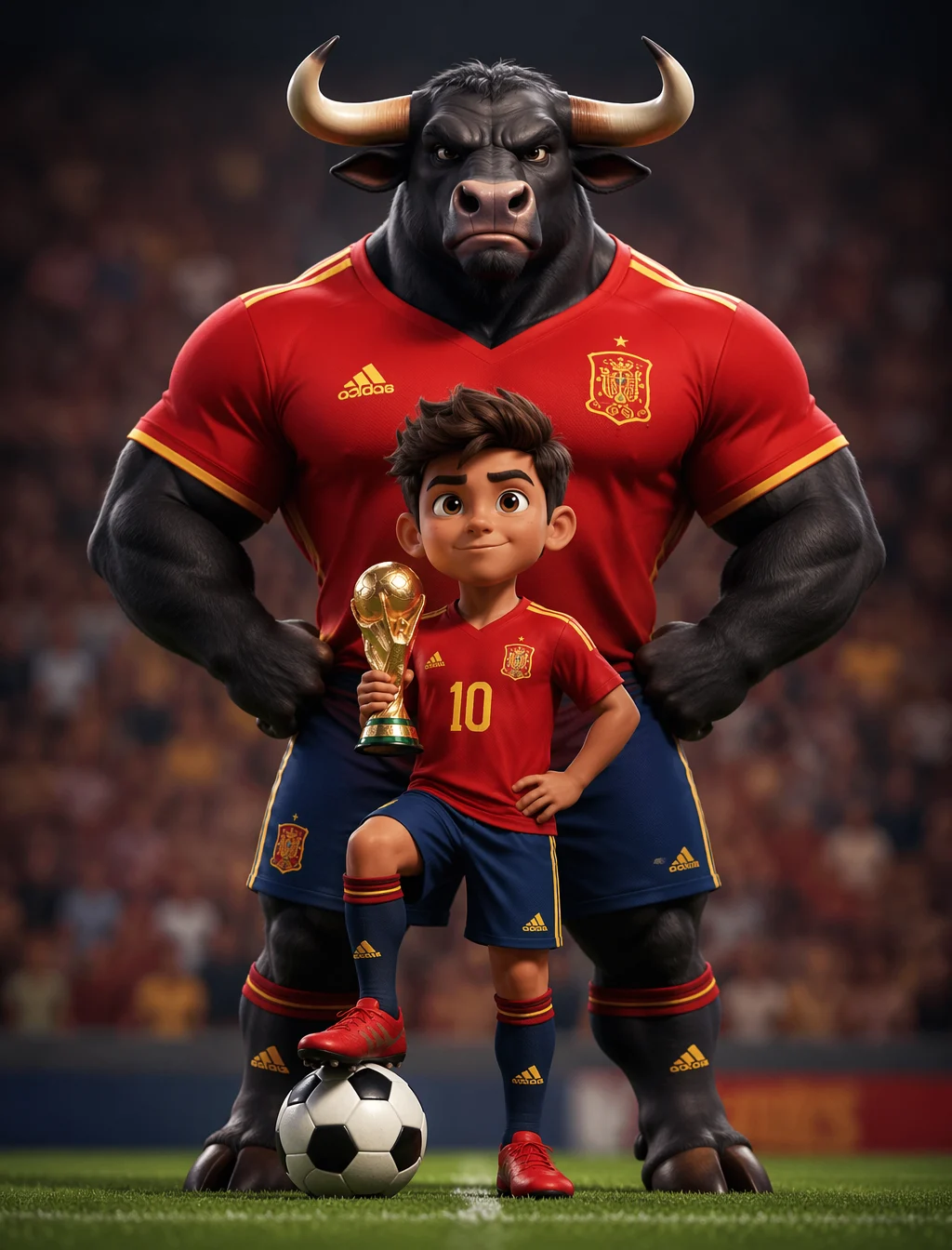 Spanish Bull Mascot Soccer Victory