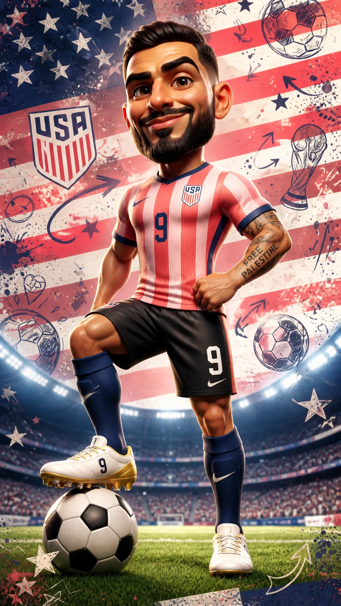 USA Soccer Star Caricature Poster