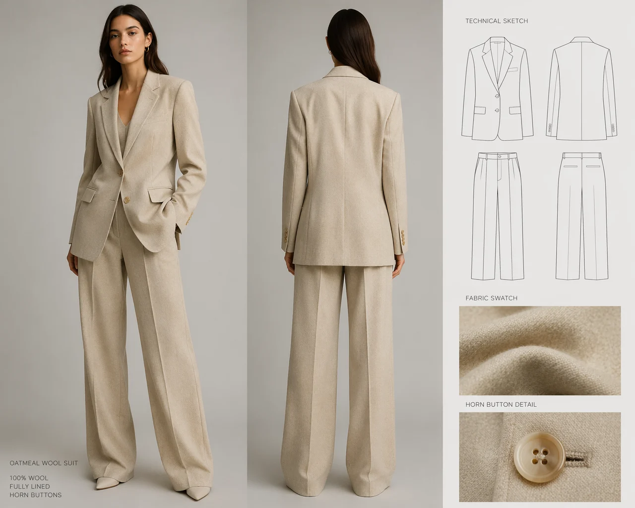 Quiet Luxury Oat Wool Suit Editorial