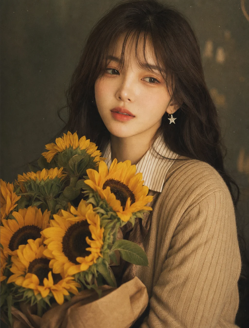 Sunflower Girl Korean Editorial Portrait