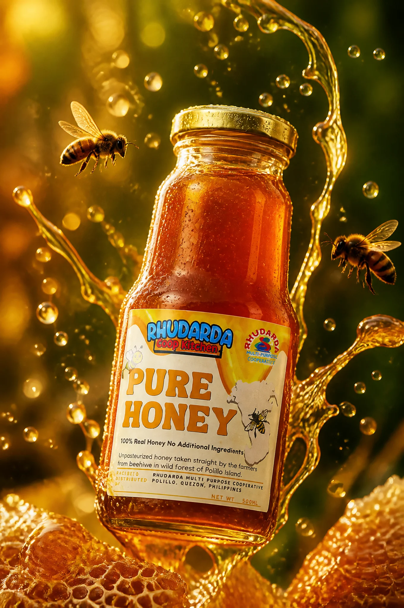 Floating Honey Bottle Commercial Shot