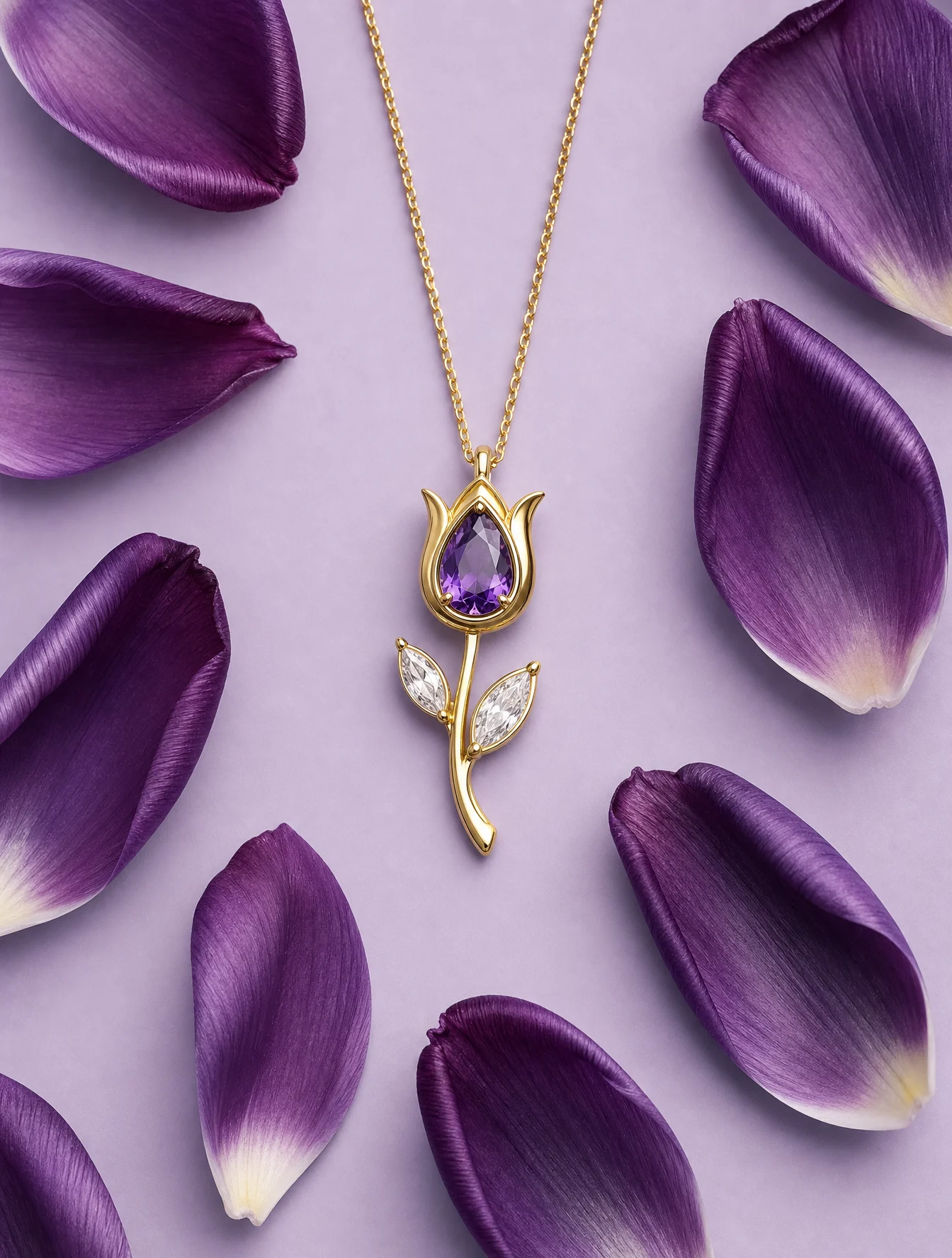 Amethyst Tulip Pendant Macro Shot