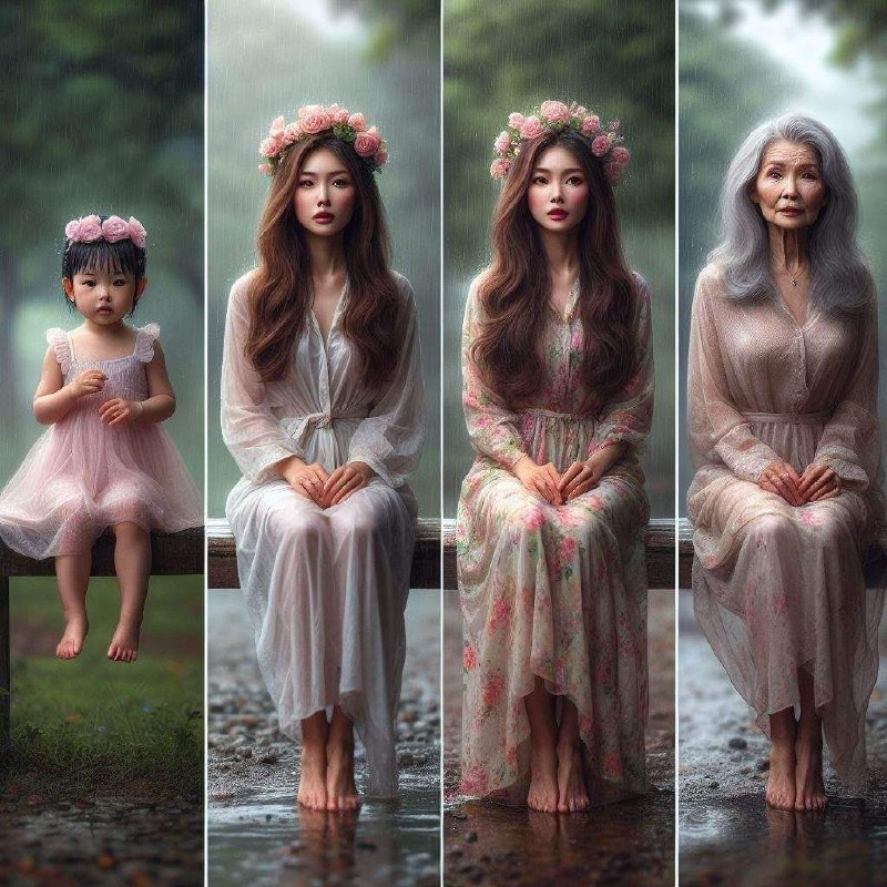 Woman Through Four Ages Hyperrealistic Portrait Series