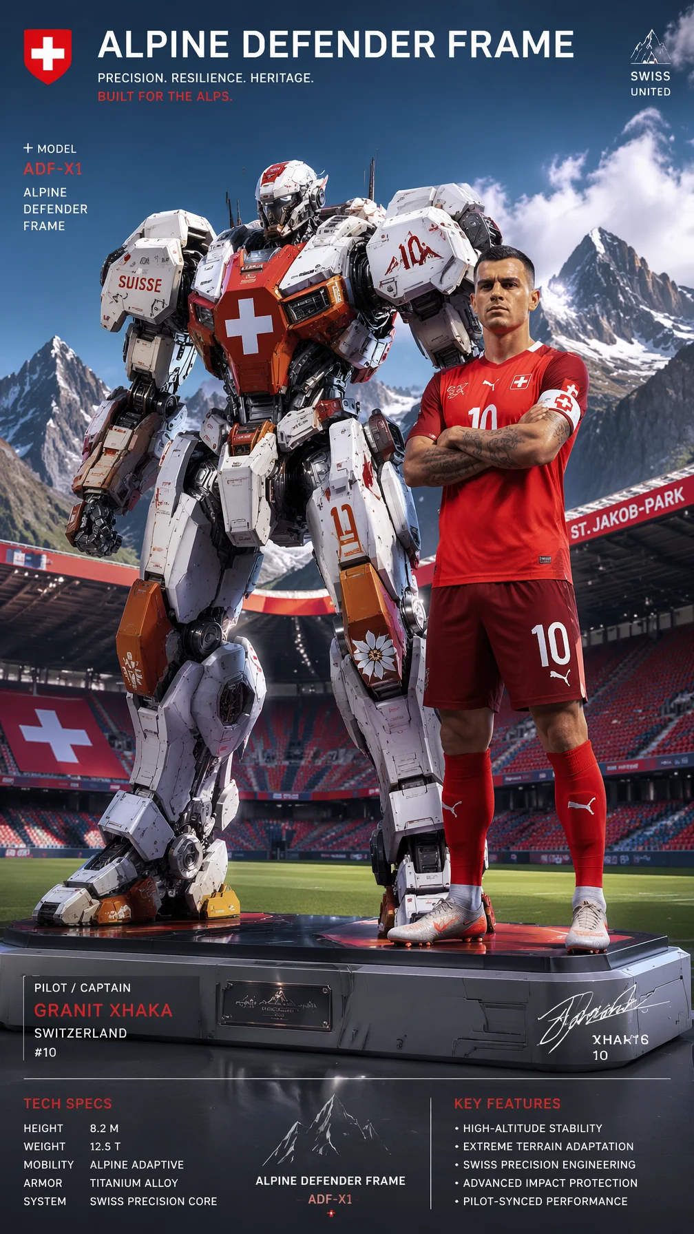 Swiss Alpine Defender Mech Poster