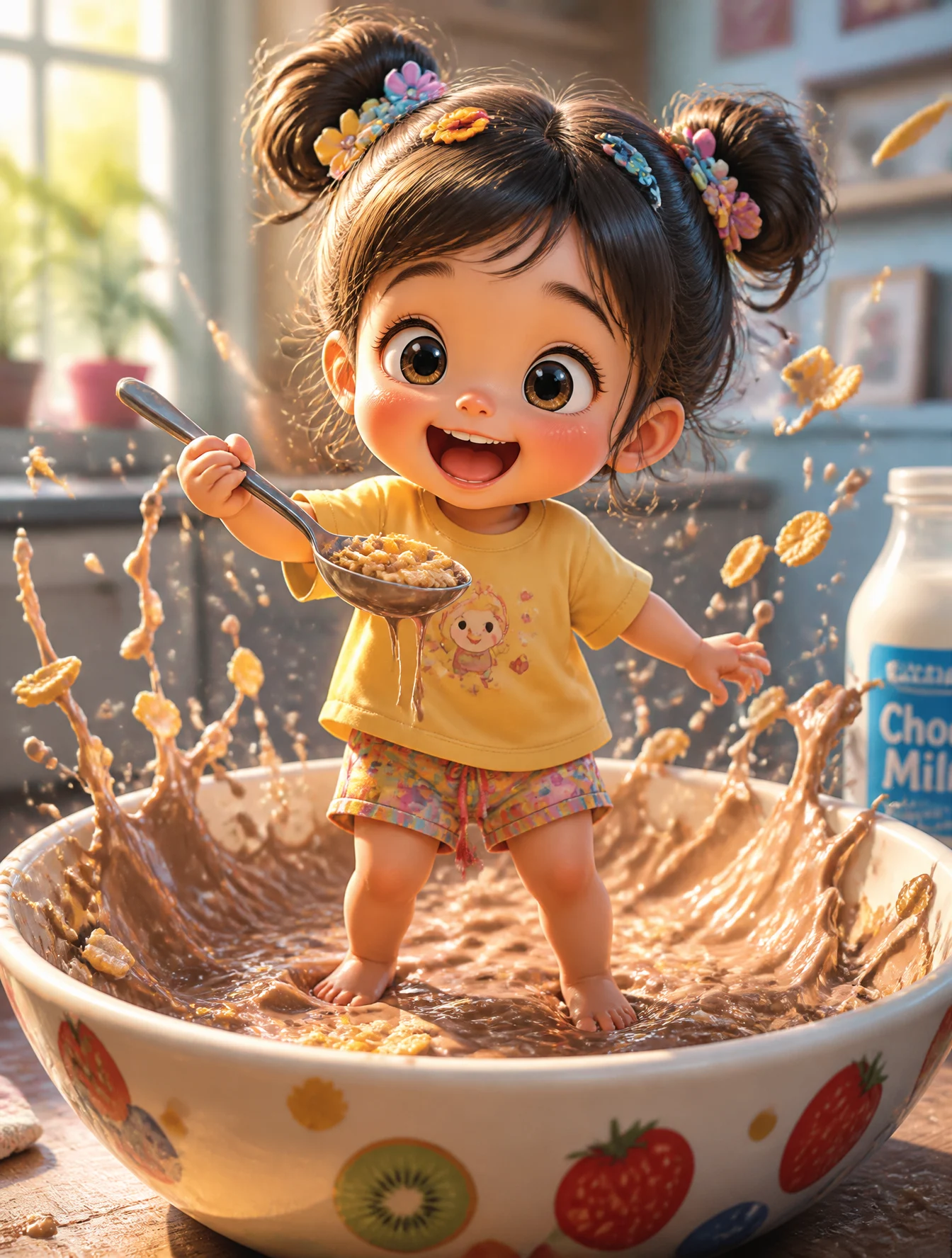 Cute Toddler Cereal Bowl Adventure
