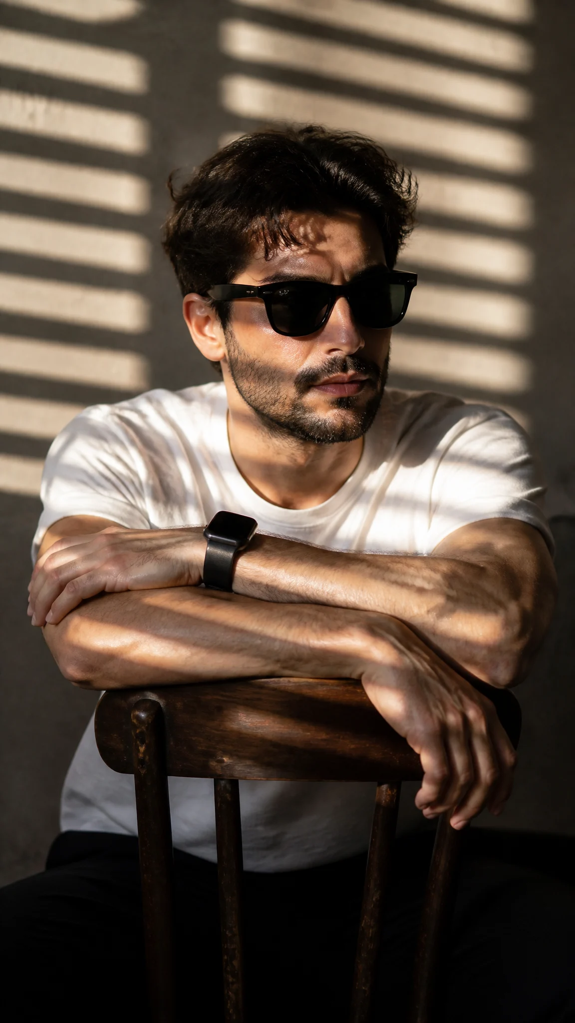 Cinematic Portrait Through Venetian Blinds