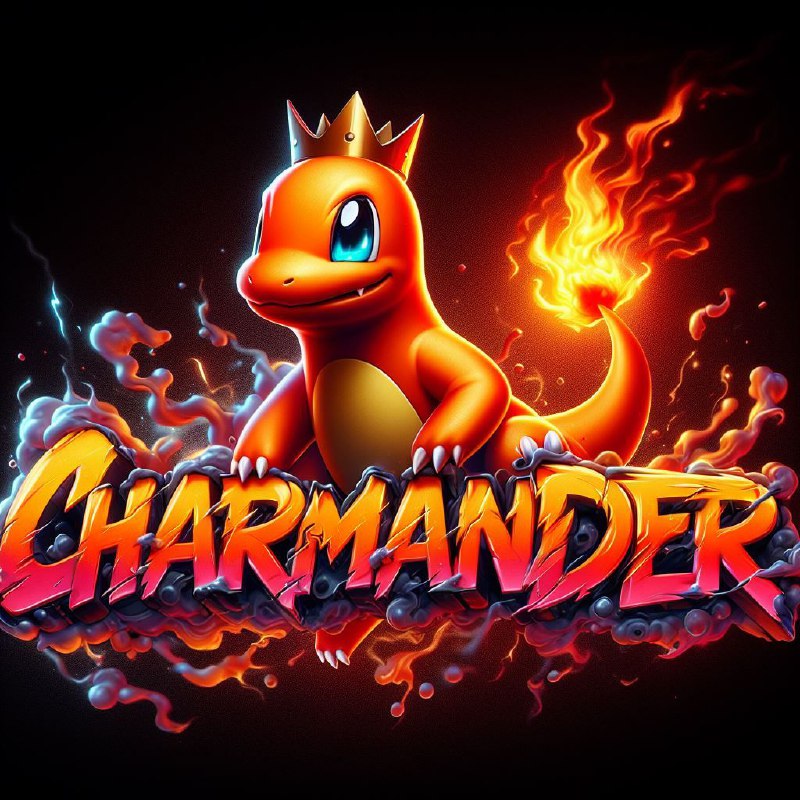Charmander Graffiti Name With Crown and Fire Flames