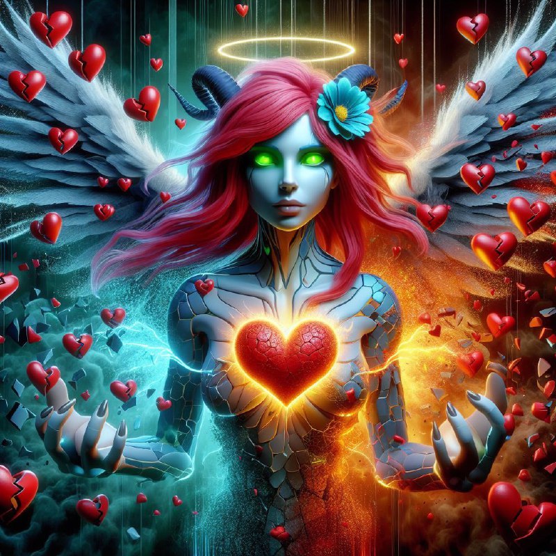 Heartpunk Angel Casting Glowing Heart Pieces Valentine