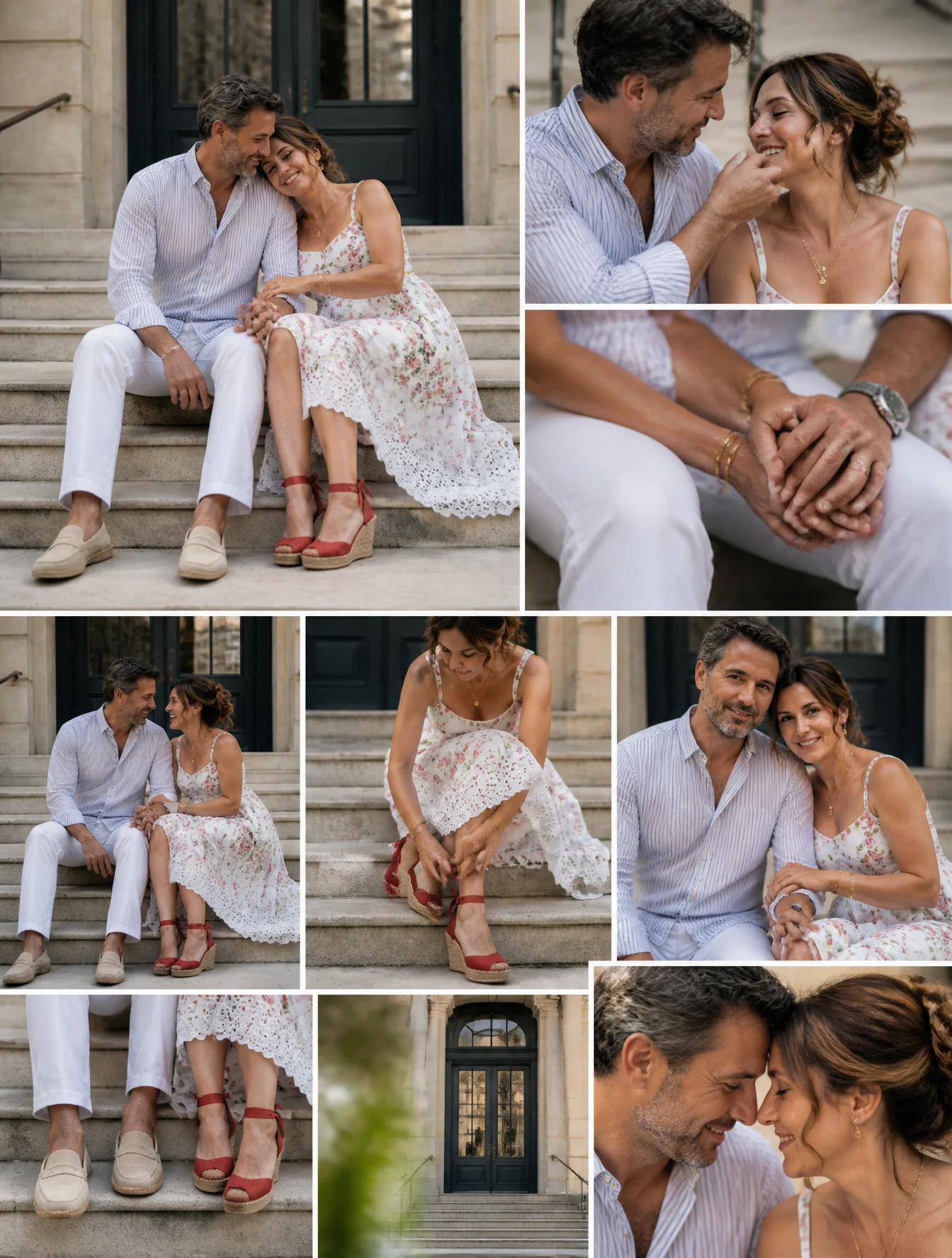 Gentle Afternoon Romance on Stone Steps