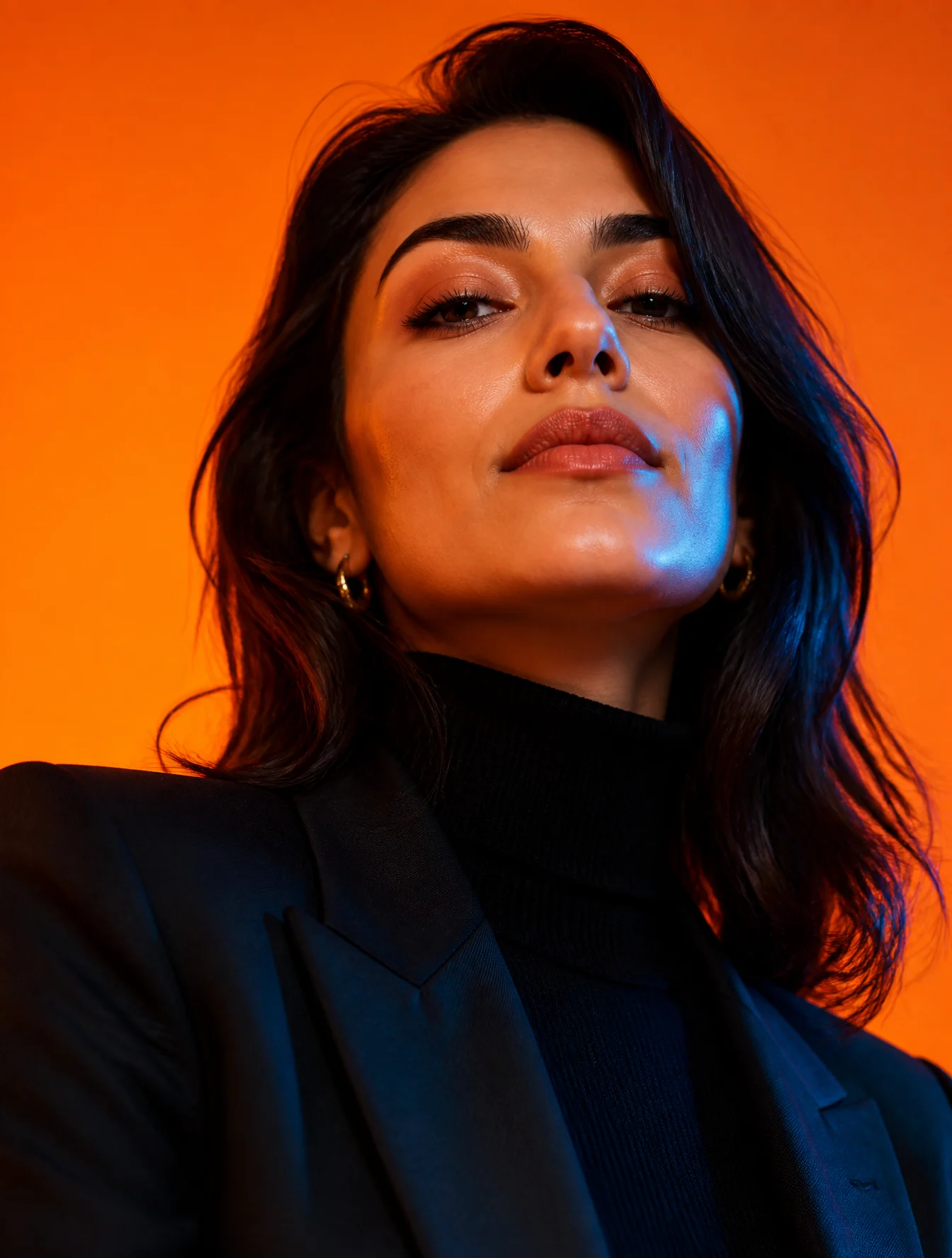 Cinematic Orange Studio Portrait