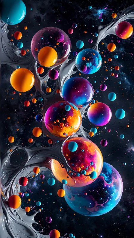 Bubbles Stars and Nebula Paint Splatter Wallpaper