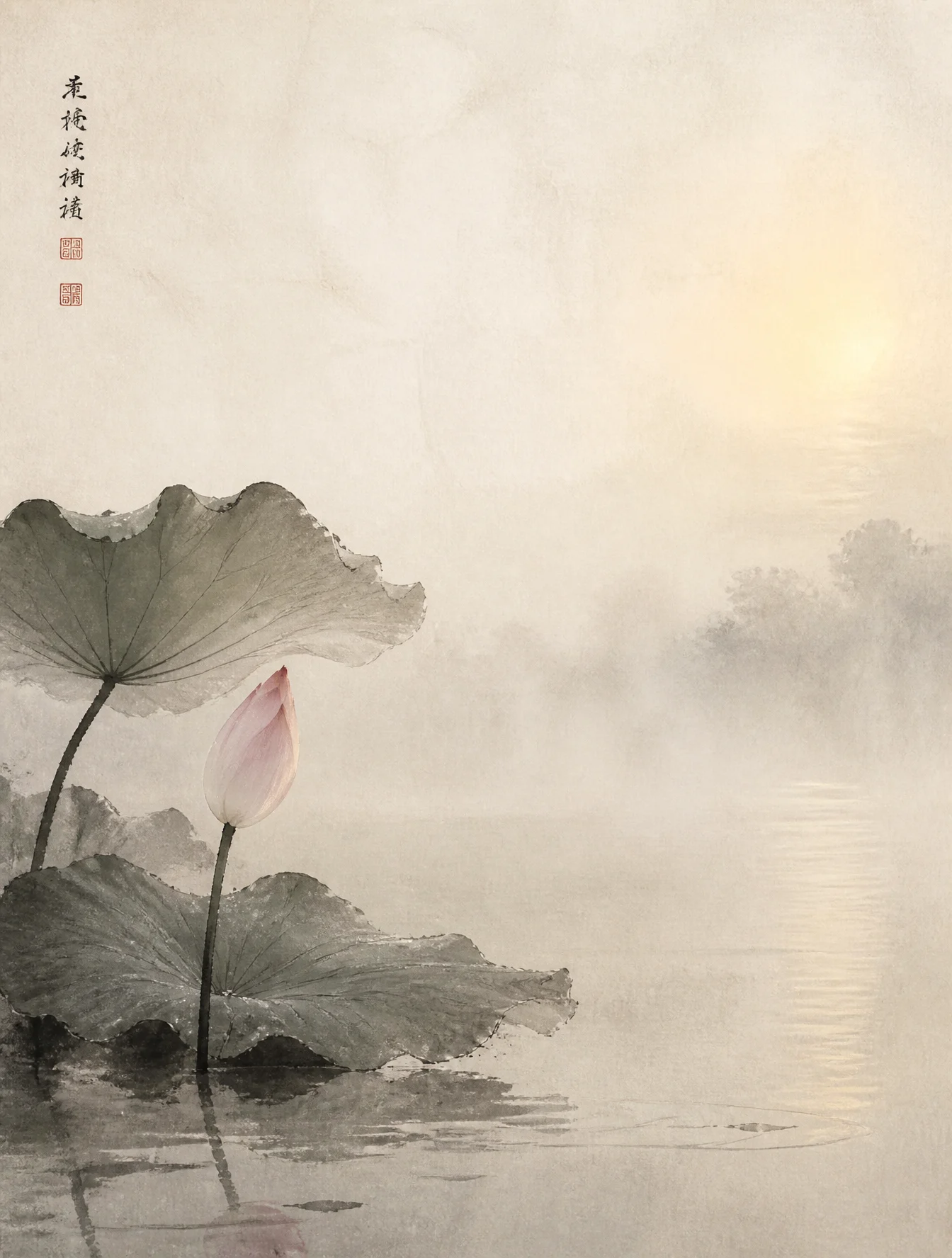 Zen Lotus at Dawn Light