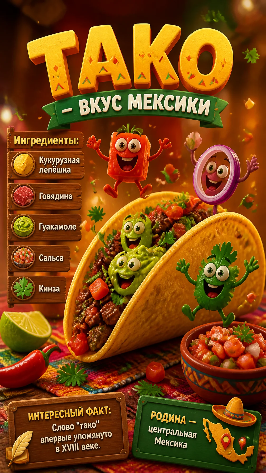 Pixar Style Mexican Taco 3D Art