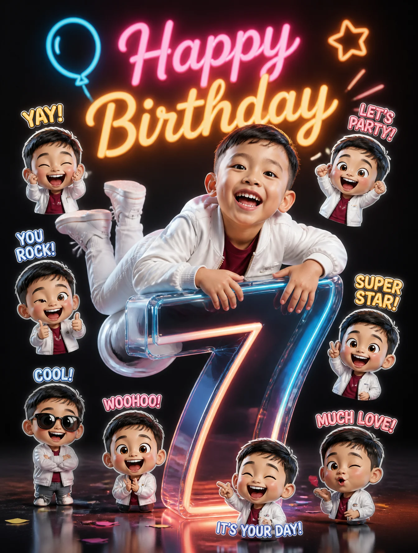Neon Birthday Studio Portrait