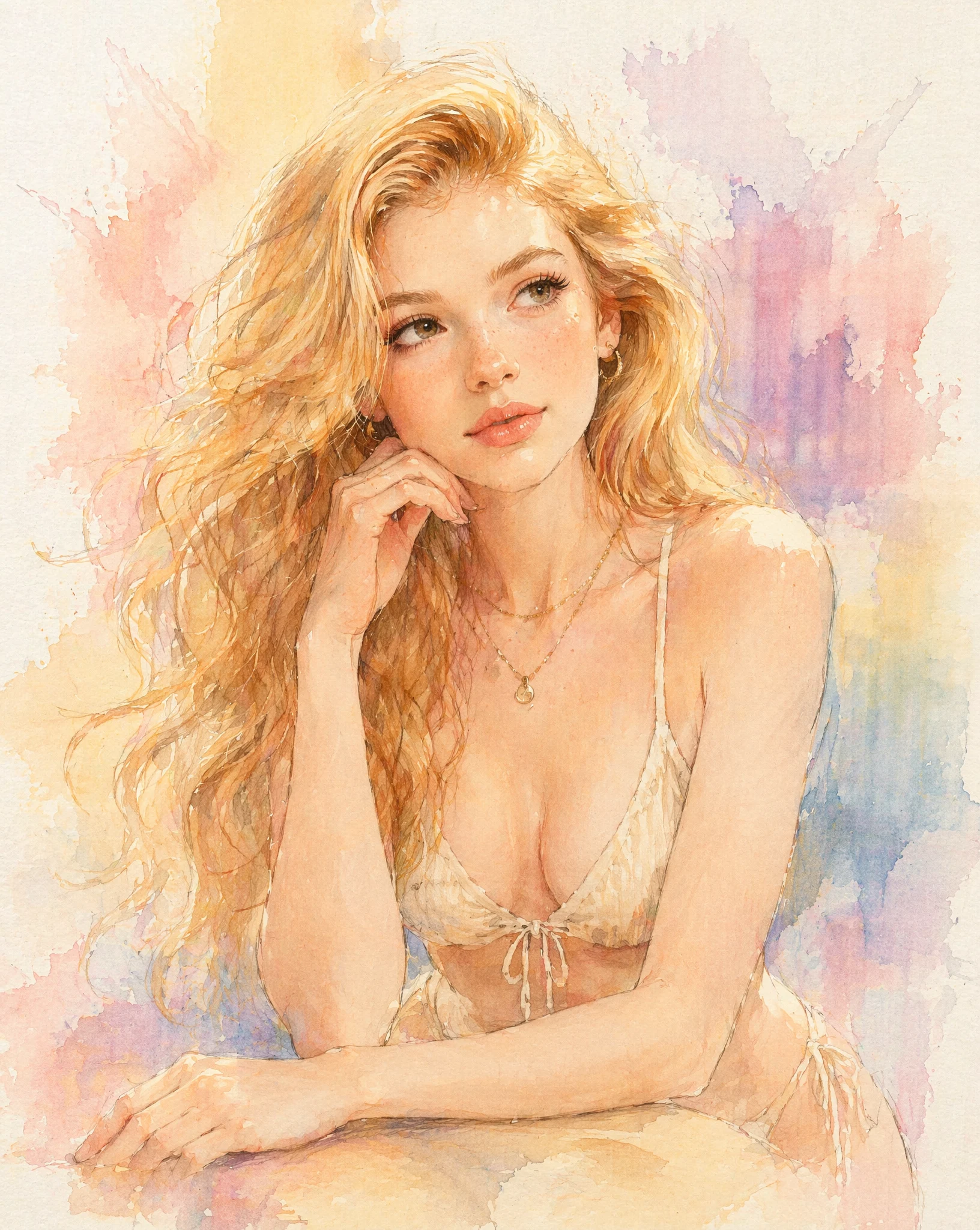 Soft Pastel Watercolor Portrait