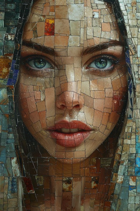 Mosaic Collage of Womens Faces Atroshenko Style