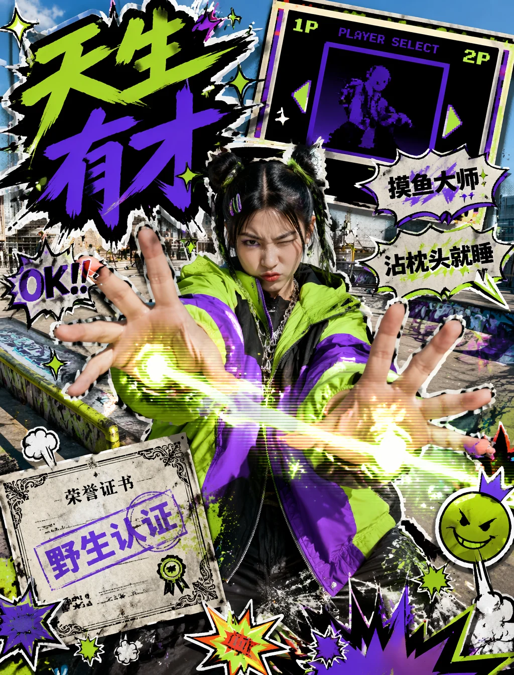 Y2K Streetwear Sticker Collage Girl