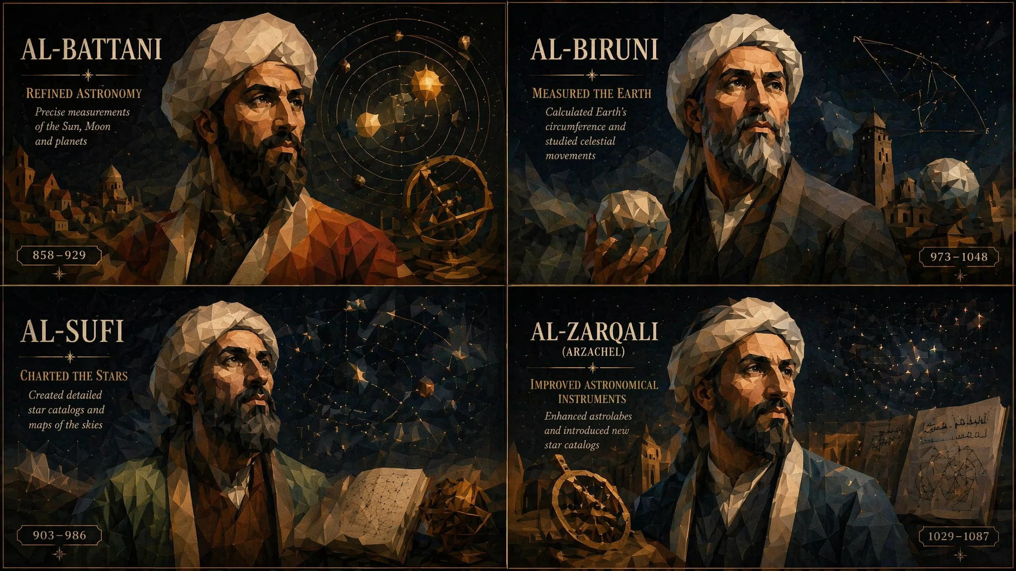 Famous Muslim Astronomers Low Poly Art