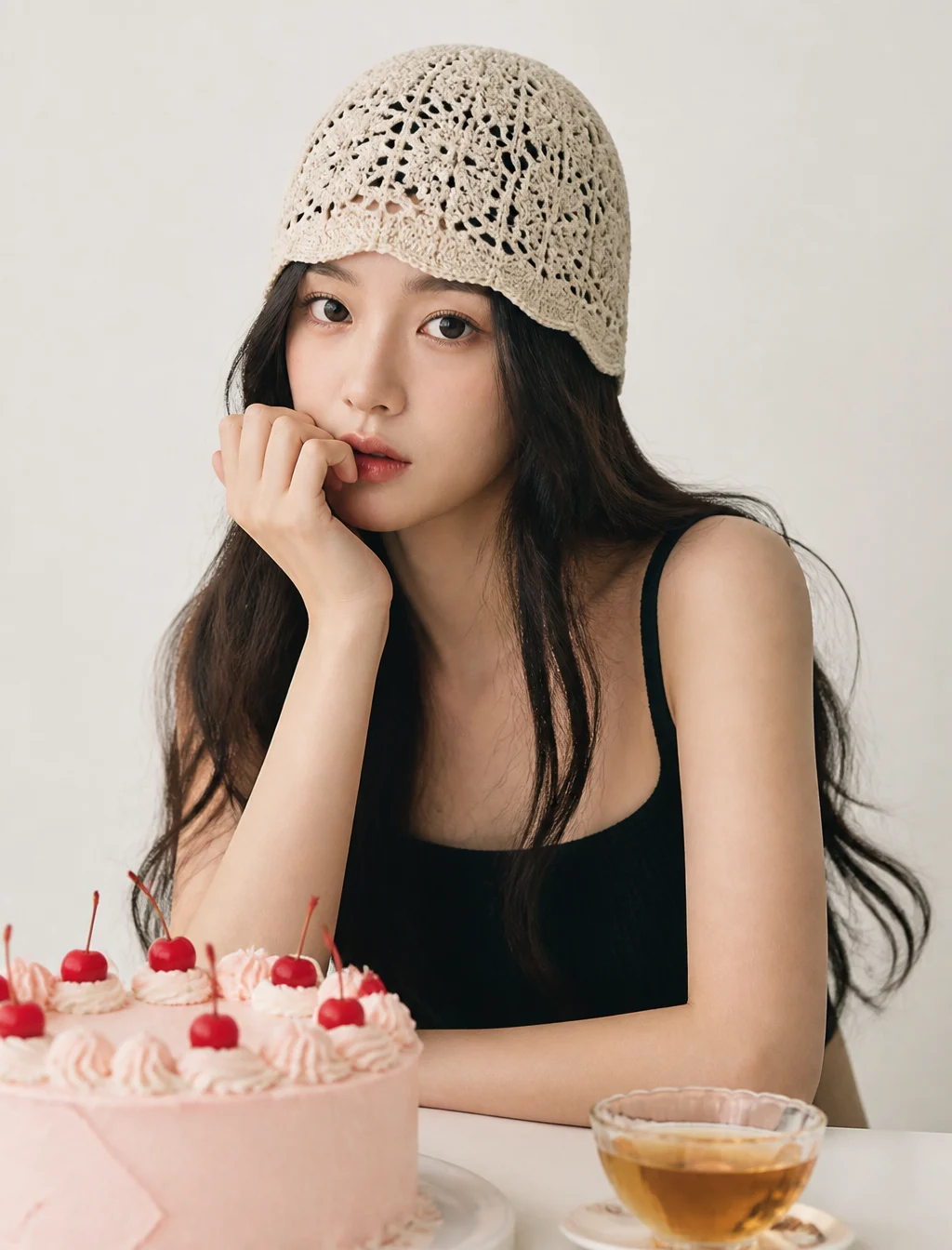 Chic Crochet Beanie Fashion Portrait
