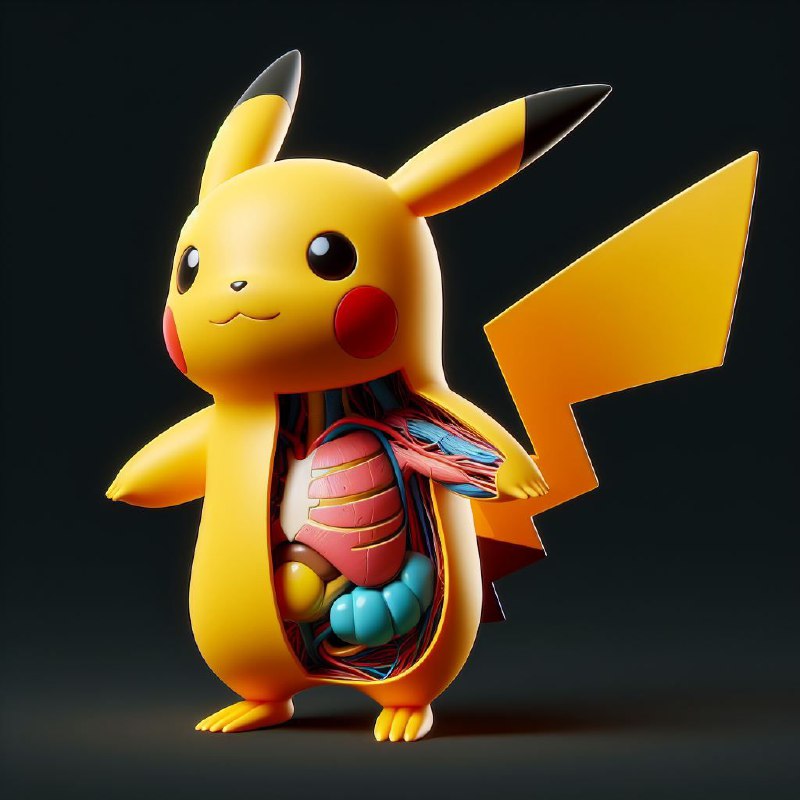 Pikachu 3D Anatomy Cutaway Encyclopedia Illustration