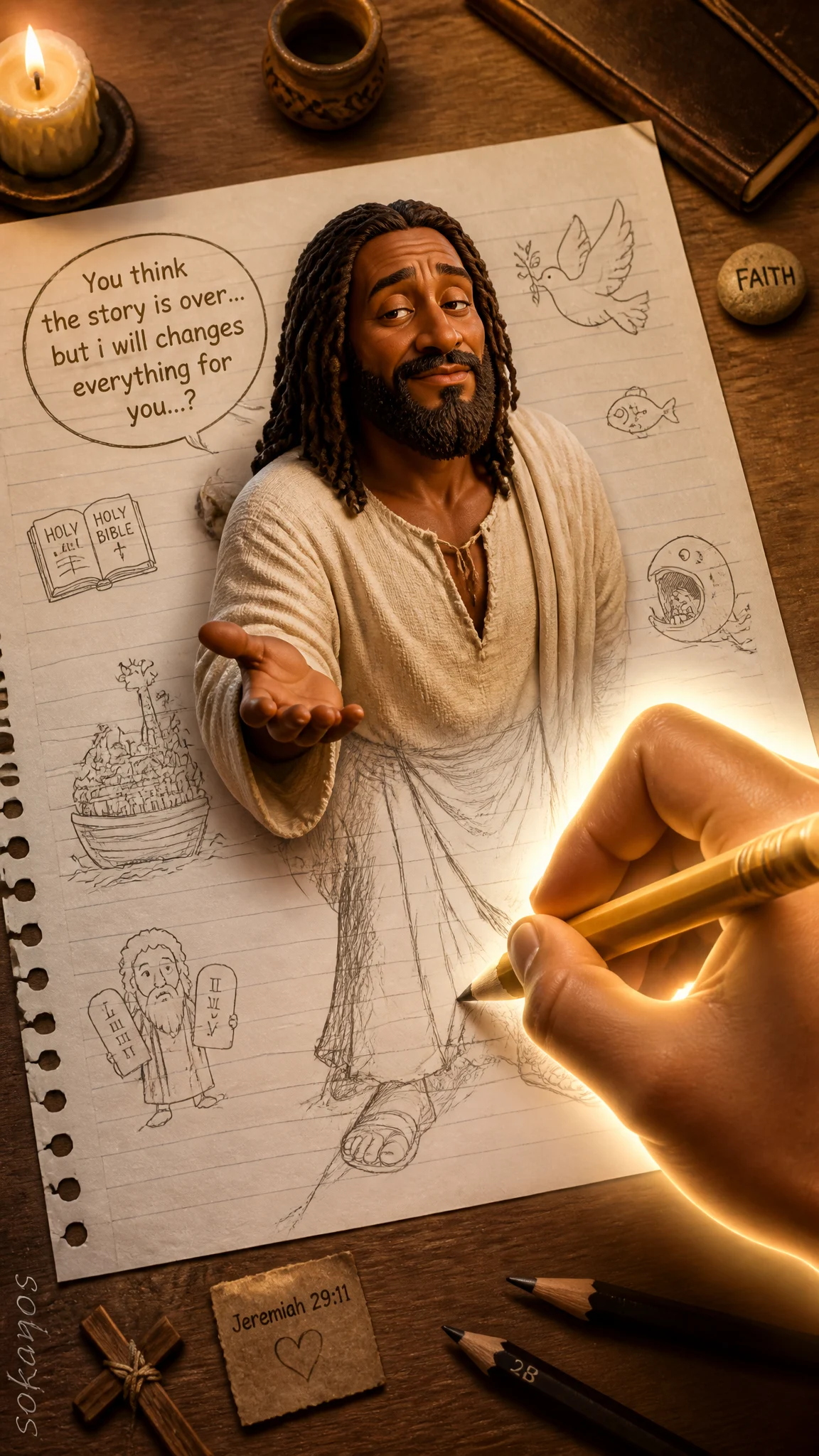 Divine Hand Drawing Jesus Alive