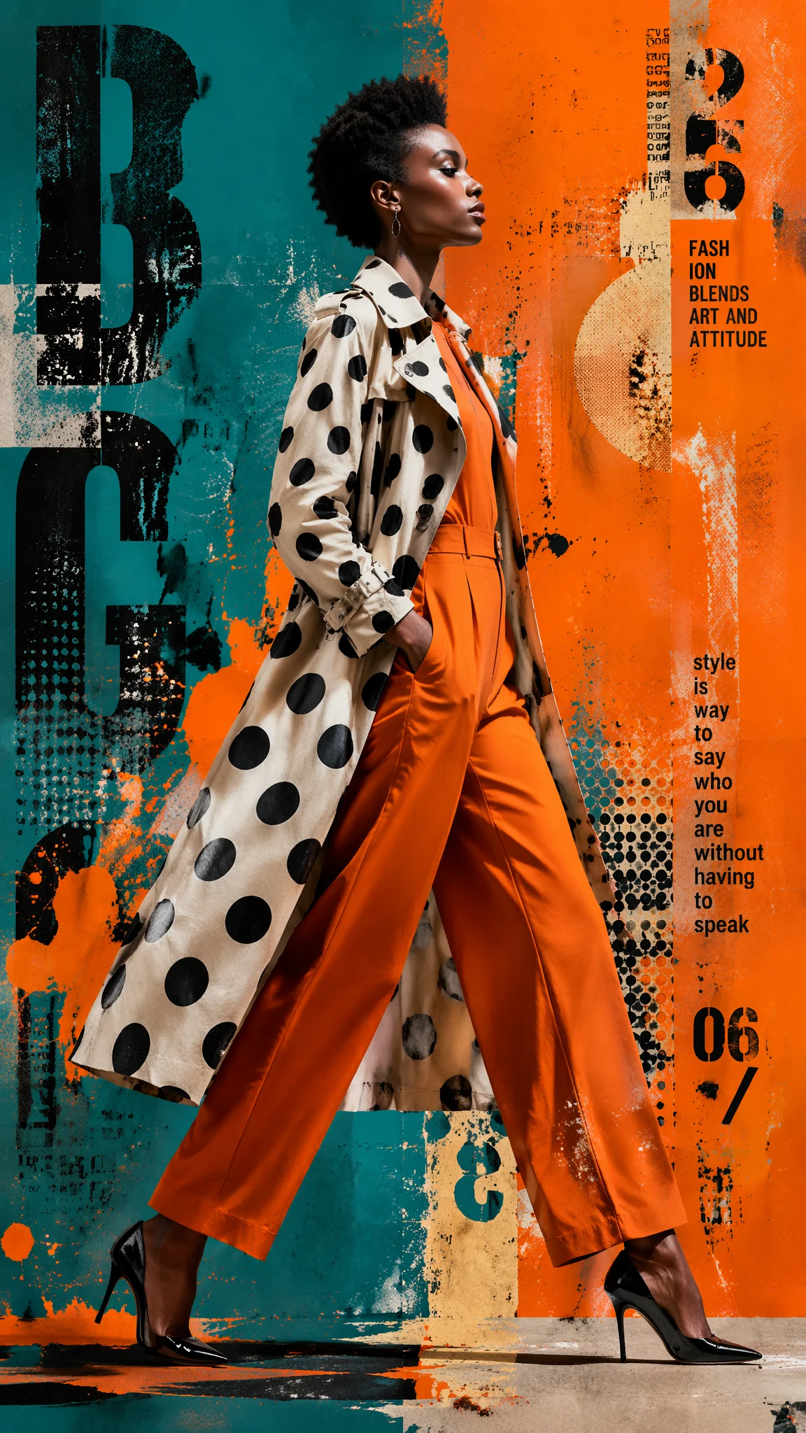 Stylish Afro Woman In Polka Dot Trench