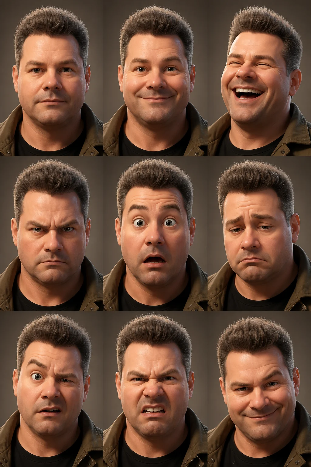 Stylized 3D Character Expression Sheet