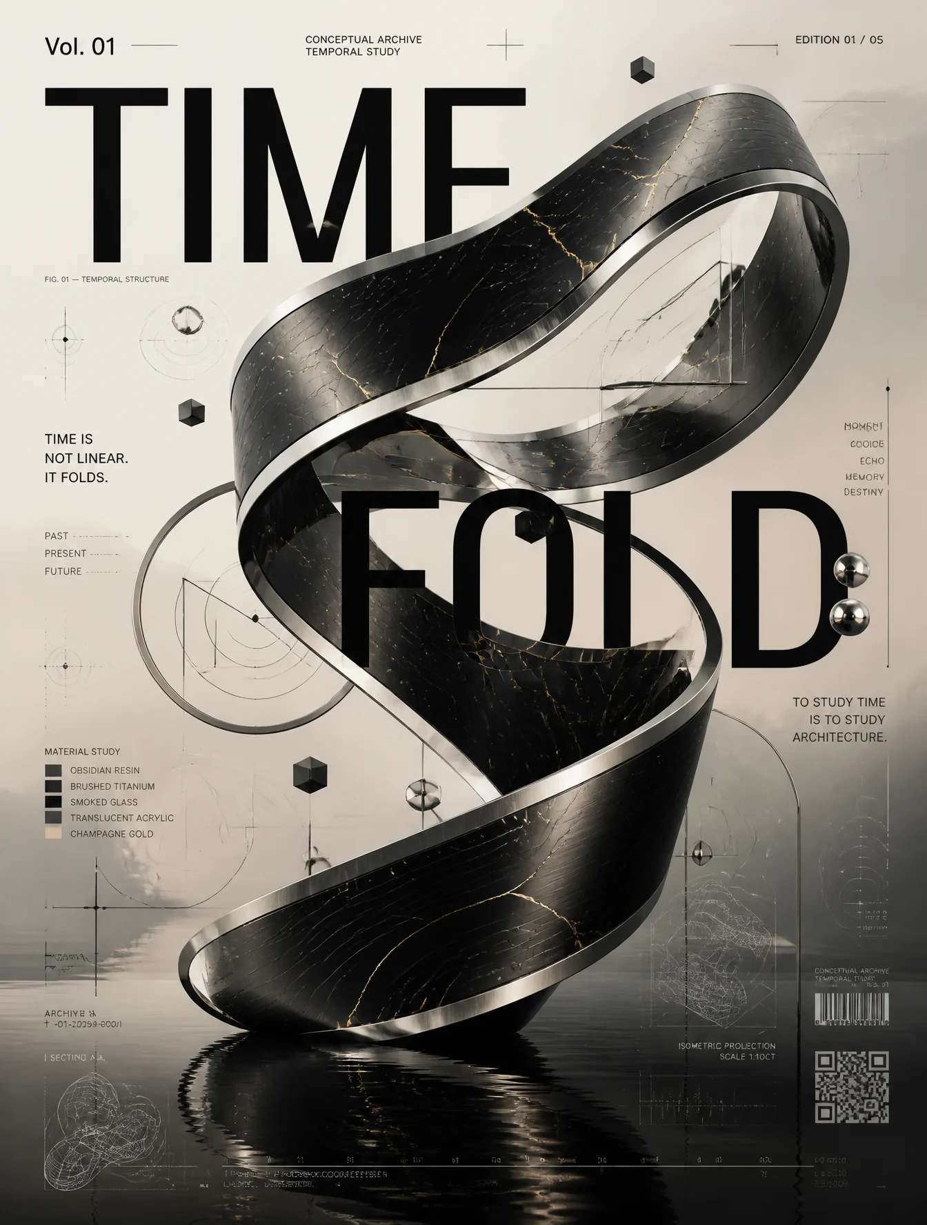 Time Fold Abstract Sculpture Art