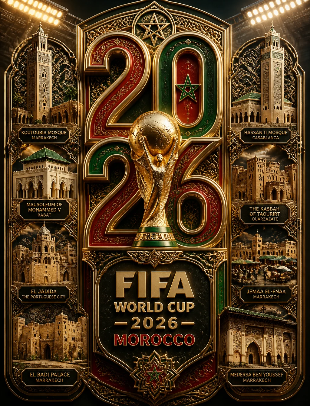 Luxury 3D World Cup Morocco Poster