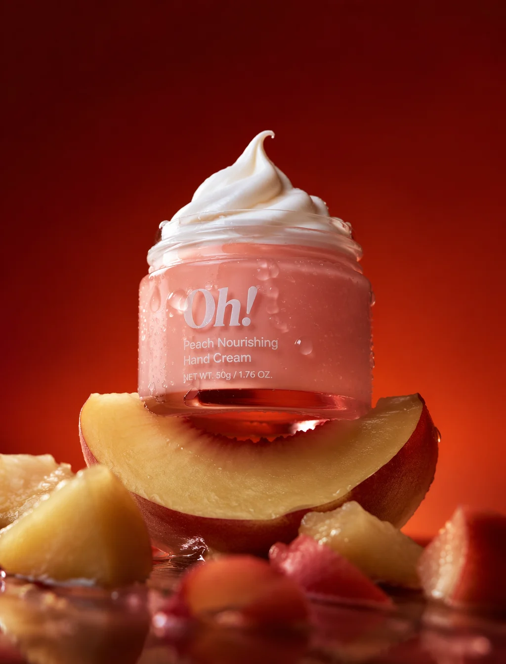Peach Hand Cream Macro Product Shot