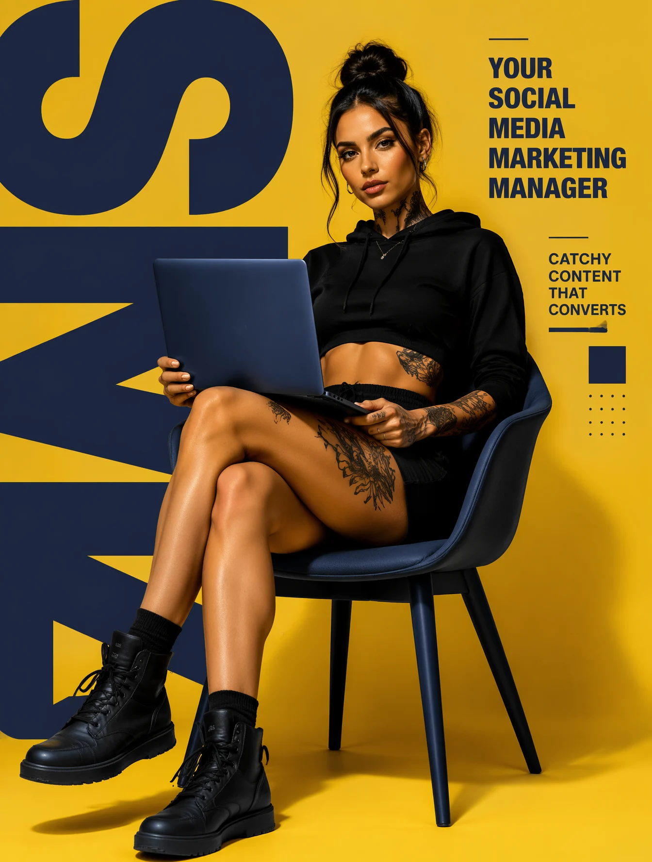 Zesty Lemon Indigo Fashion Poster