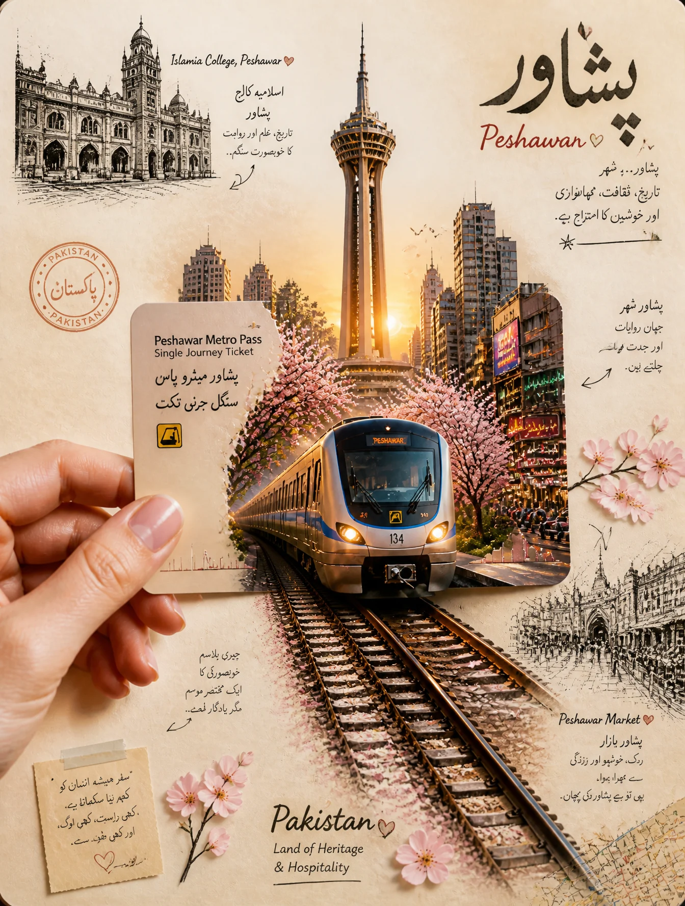 Pakistan Travel Journal Collage Art