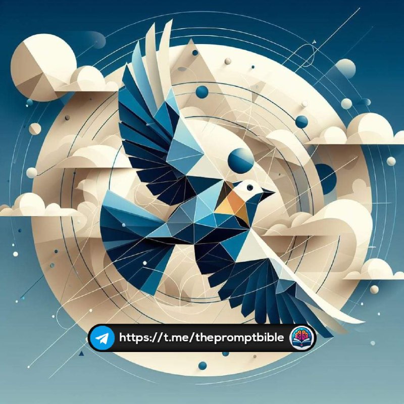 Geometric Abstraction of Bird Flying Against Sun
