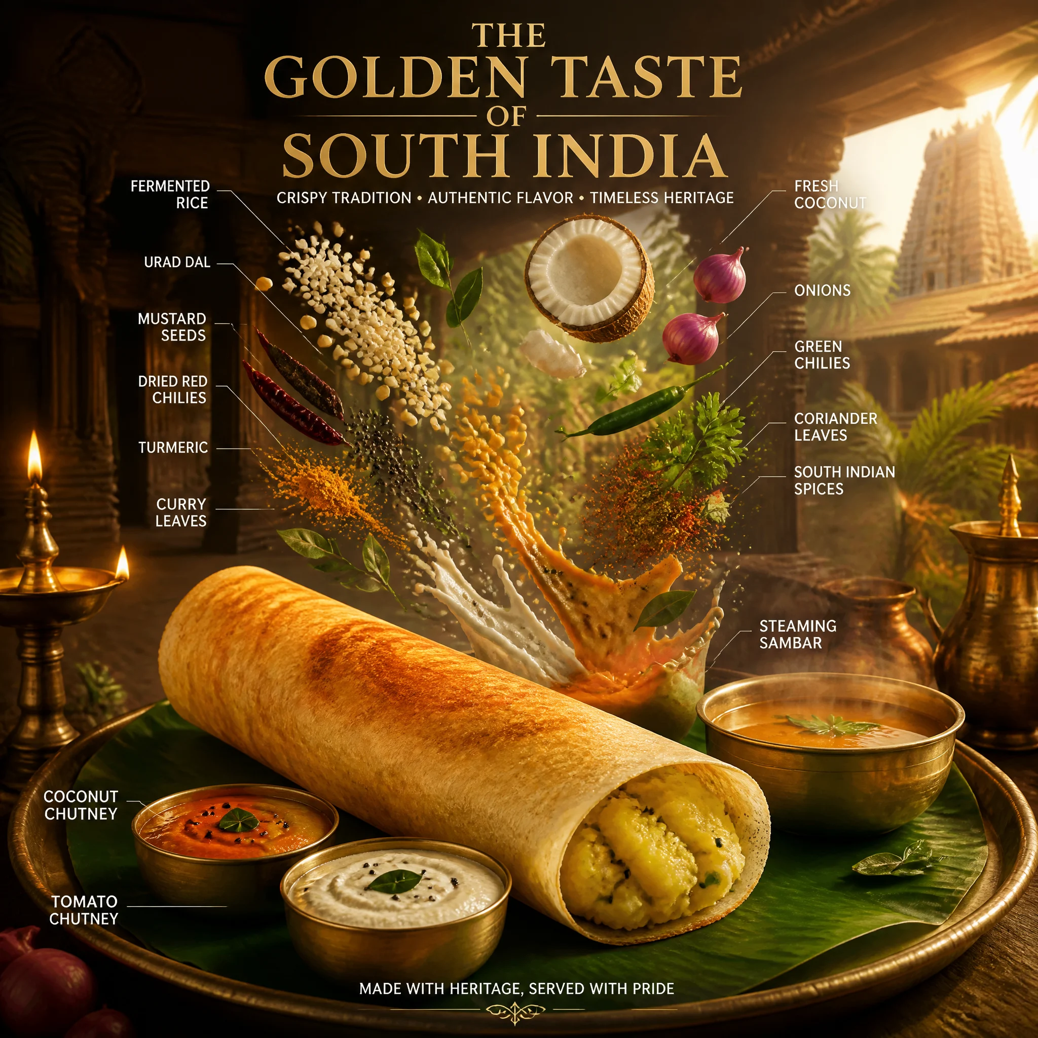 Cinematic South Indian Masala Dosa Photography